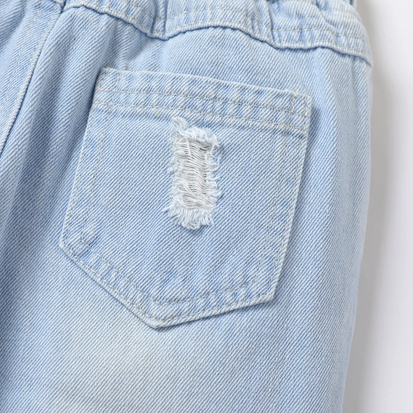 Toddler Girl/Boy Elasticized Ripped Denim Jeans