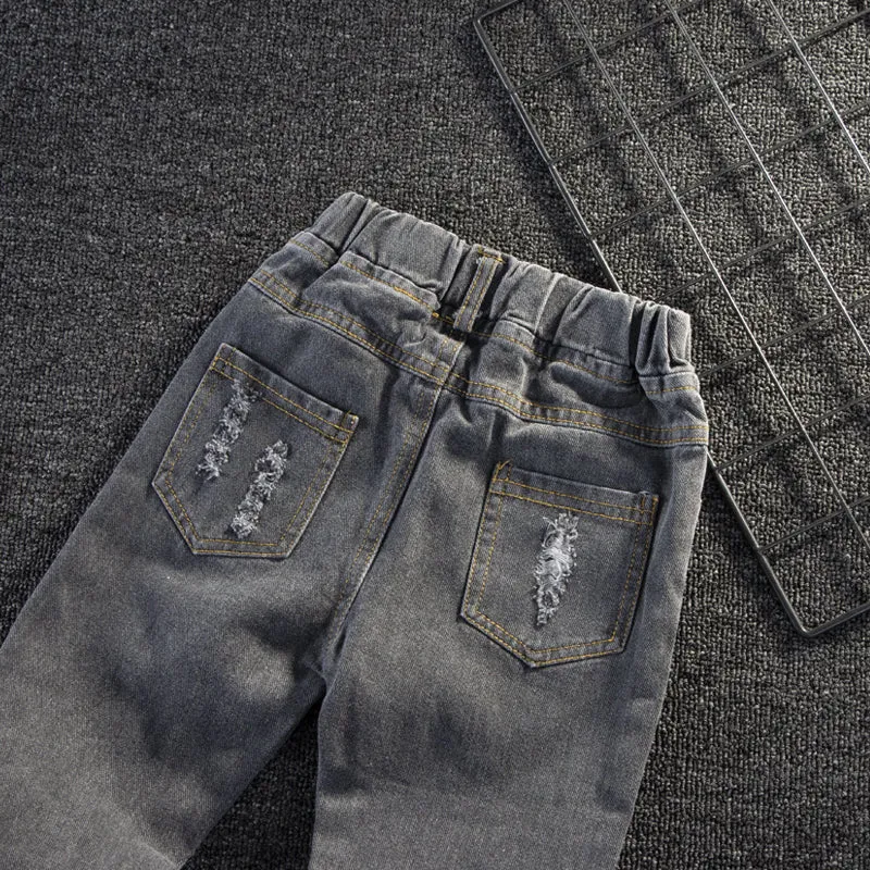 Toddler Girl/Boy Elasticized Ripped Denim Jeans