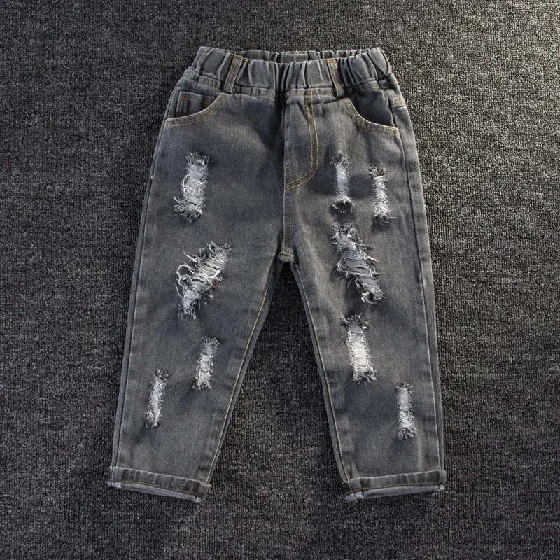 Toddler Girl/Boy Elasticized Ripped Denim Jeans