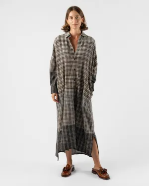 Toogood Trawlerman Dress in Soft Wool Check Granite