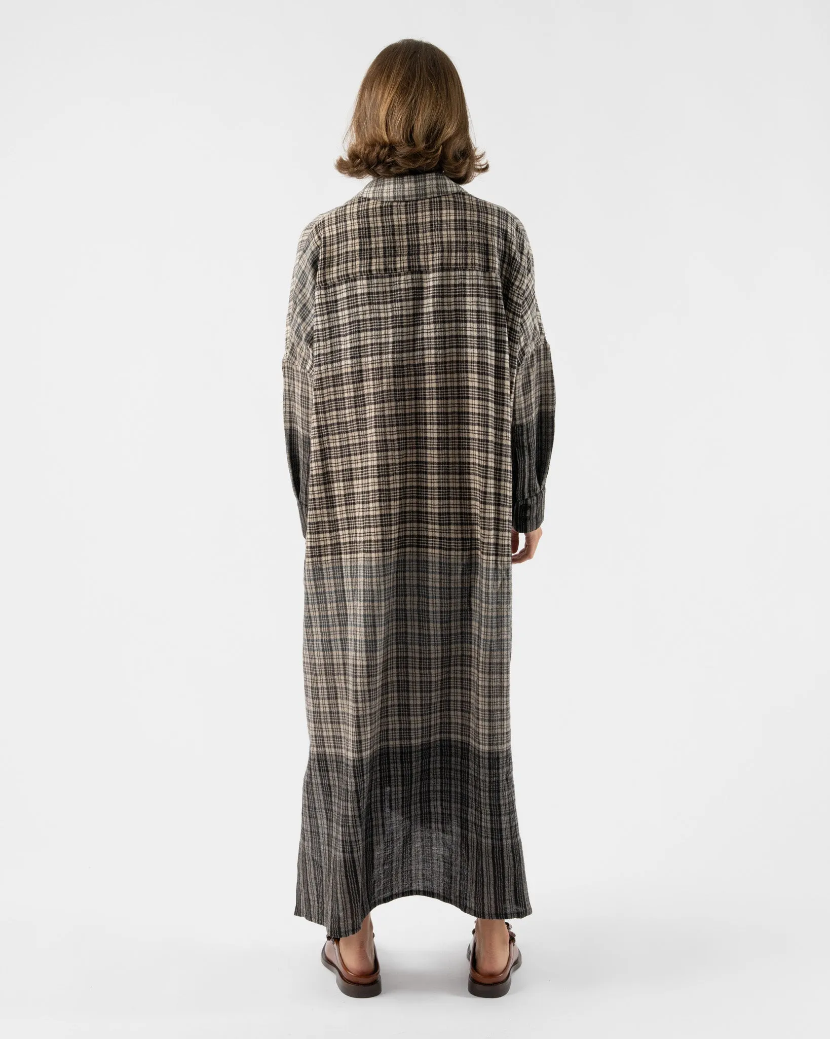 Toogood Trawlerman Dress in Soft Wool Check Granite