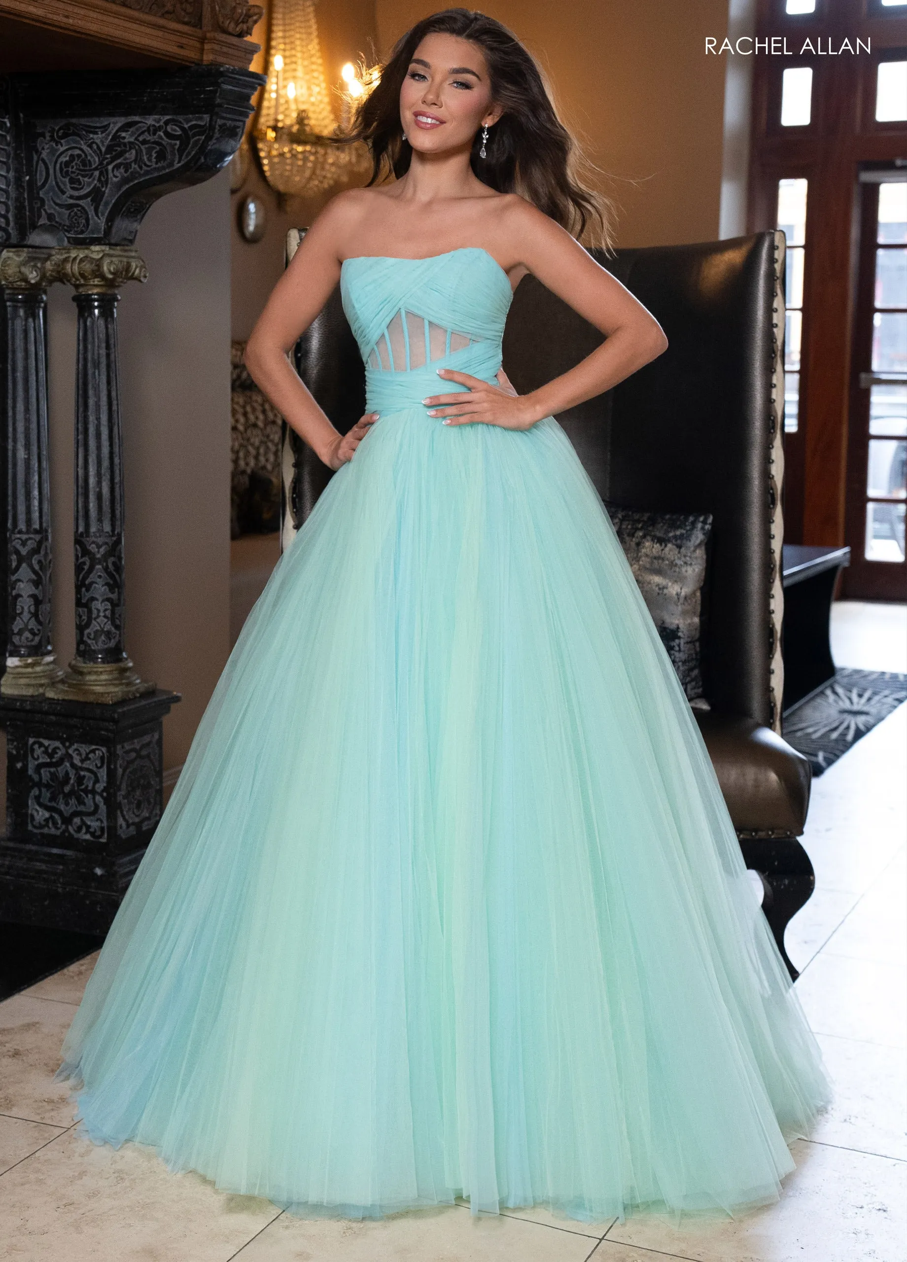 Tulle Strapless A-line Gown by Rachel Allan 70761