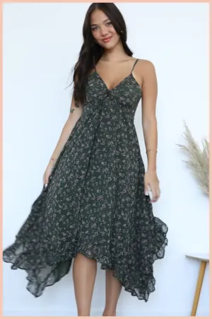 Twist Front Sheer Layered Maxi Dress
