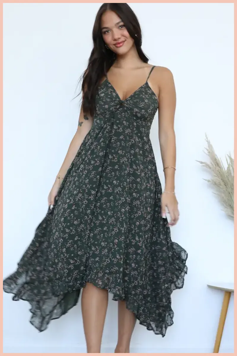 Twist Front Sheer Layered Maxi Dress