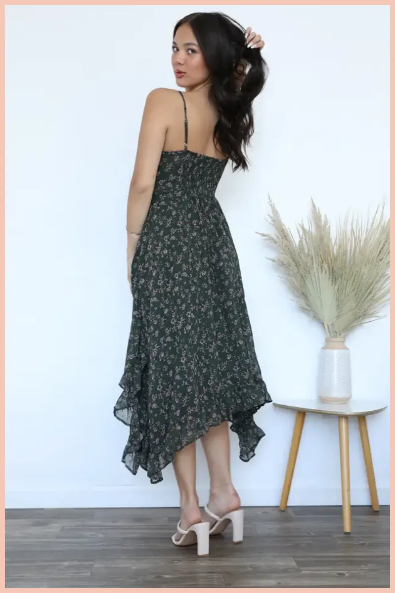 Twist Front Sheer Layered Maxi Dress
