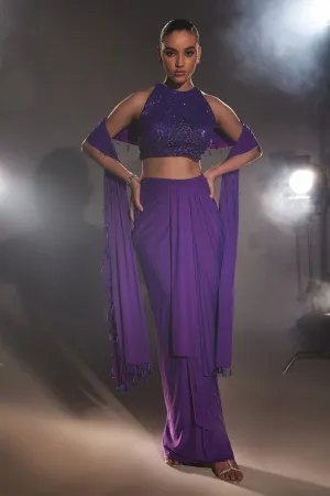 Ultraviolet Sequins Top & Skirt Set