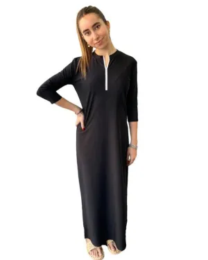 Undercover Waterwear Black Half Zip Ribbed Swim Maxi Dress
