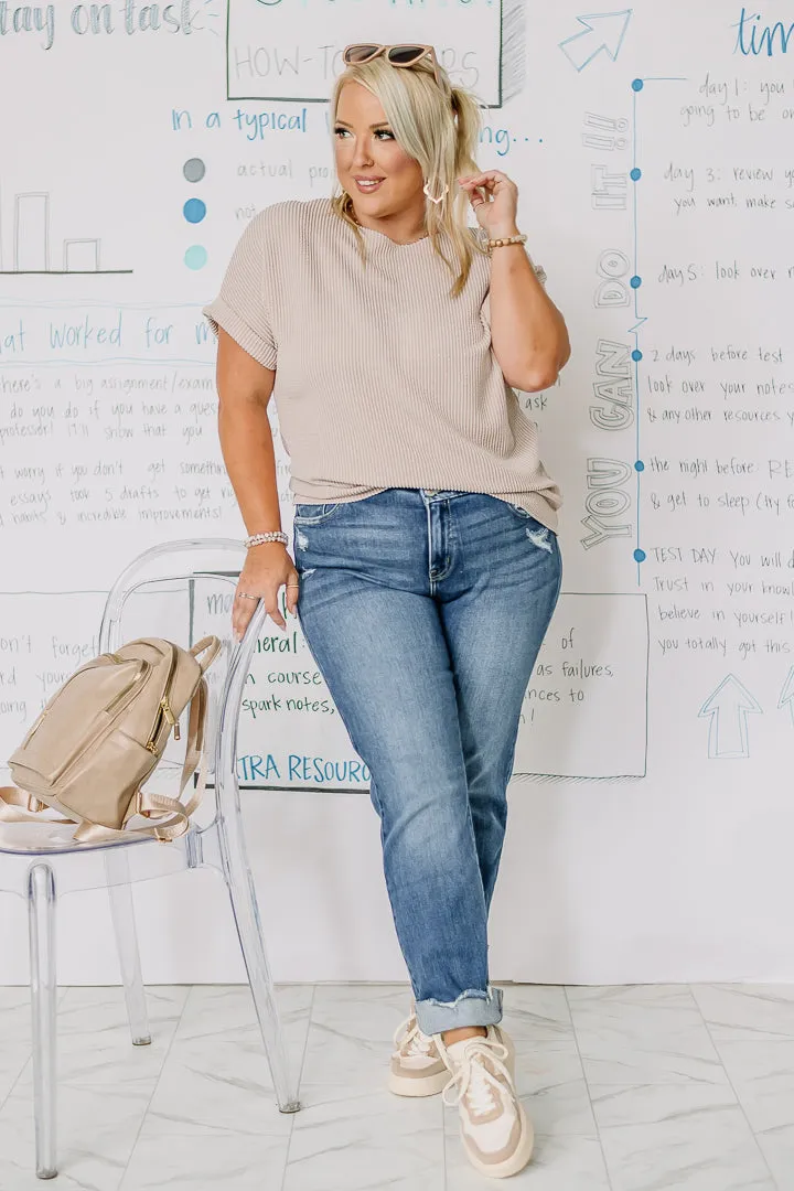Up In Conversation Ribbed Top | Taupe