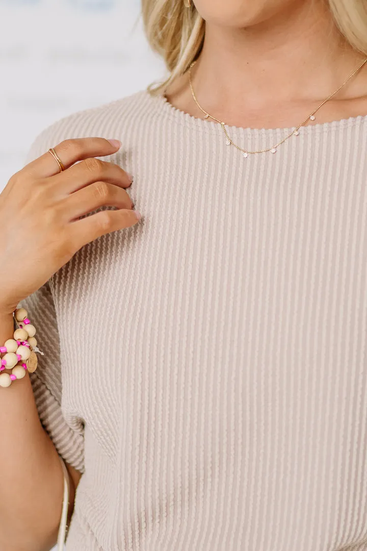 Up In Conversation Ribbed Top | Taupe