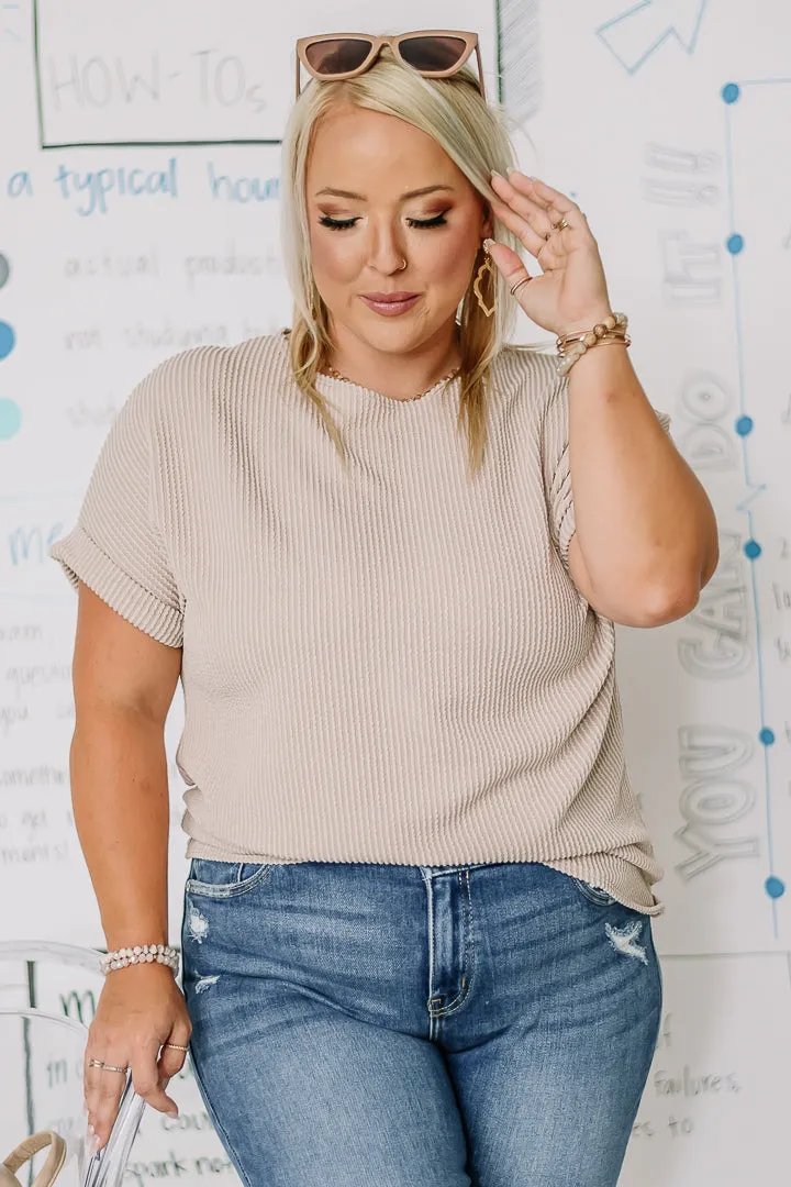 Up In Conversation Ribbed Top | Taupe