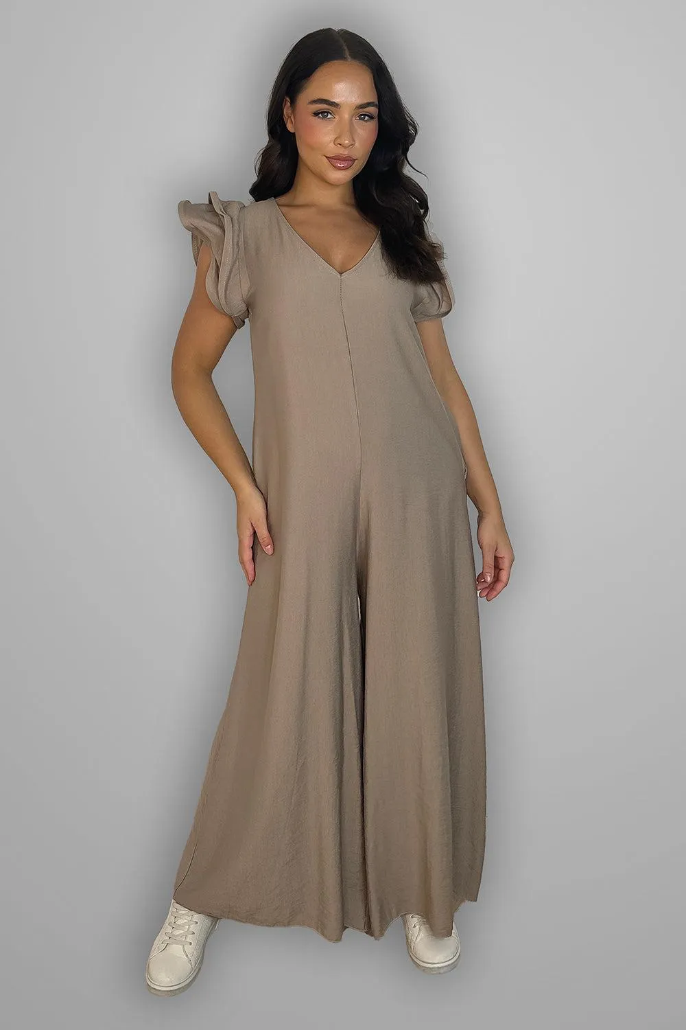 V-Neck Front And Back Maxi Summer Relaxed Fit Jumpsuit