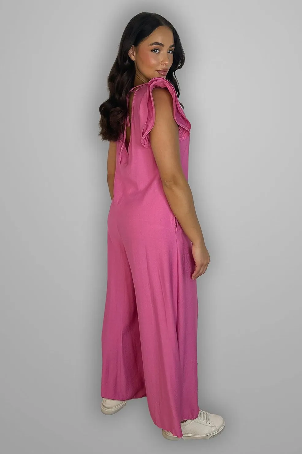 V-Neck Front And Back Maxi Summer Relaxed Fit Jumpsuit