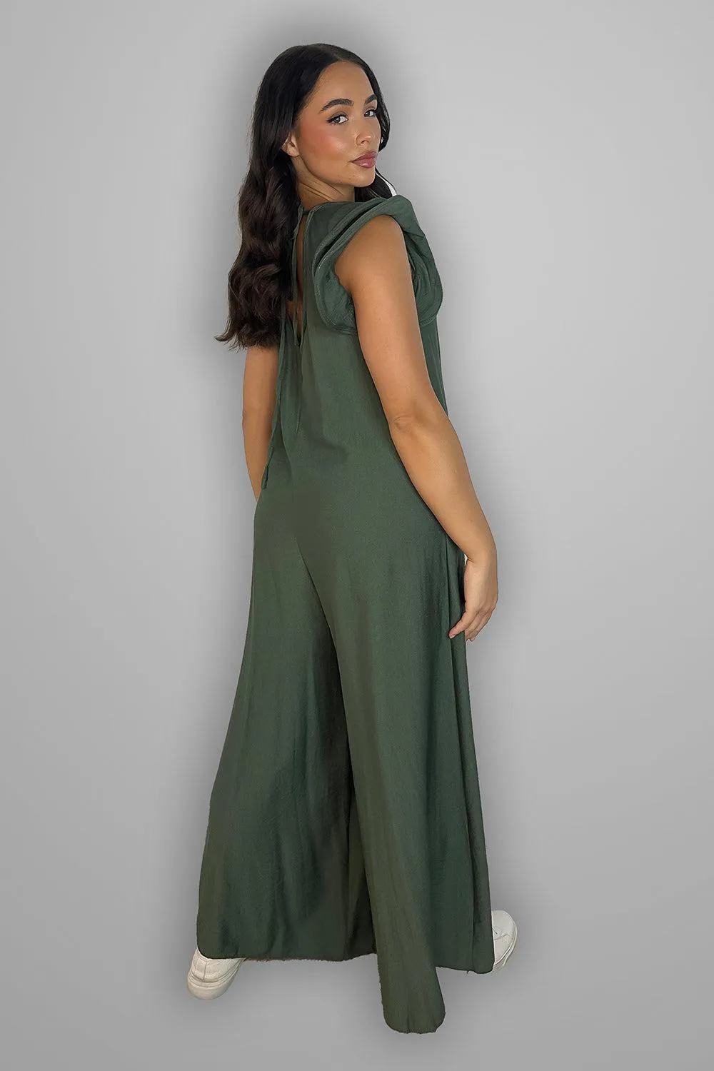 V-Neck Front And Back Maxi Summer Relaxed Fit Jumpsuit