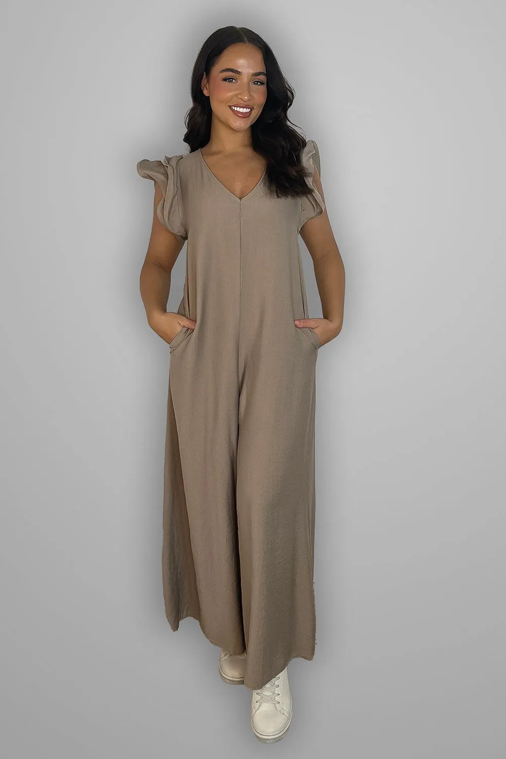 V-Neck Front And Back Maxi Summer Relaxed Fit Jumpsuit