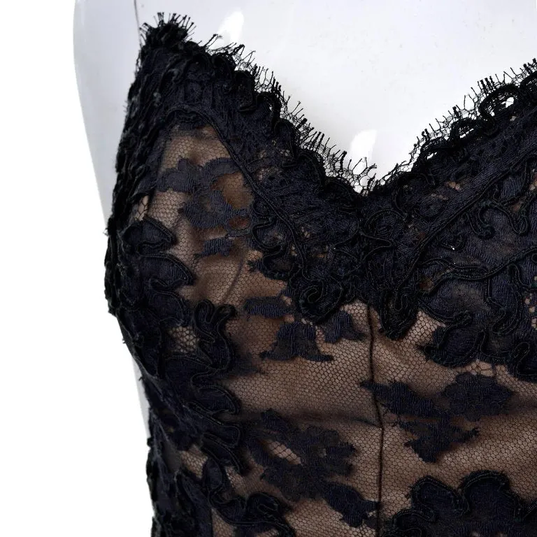 Victor Costa Vintage Strapless Dress Black Sculpted Tulle 4