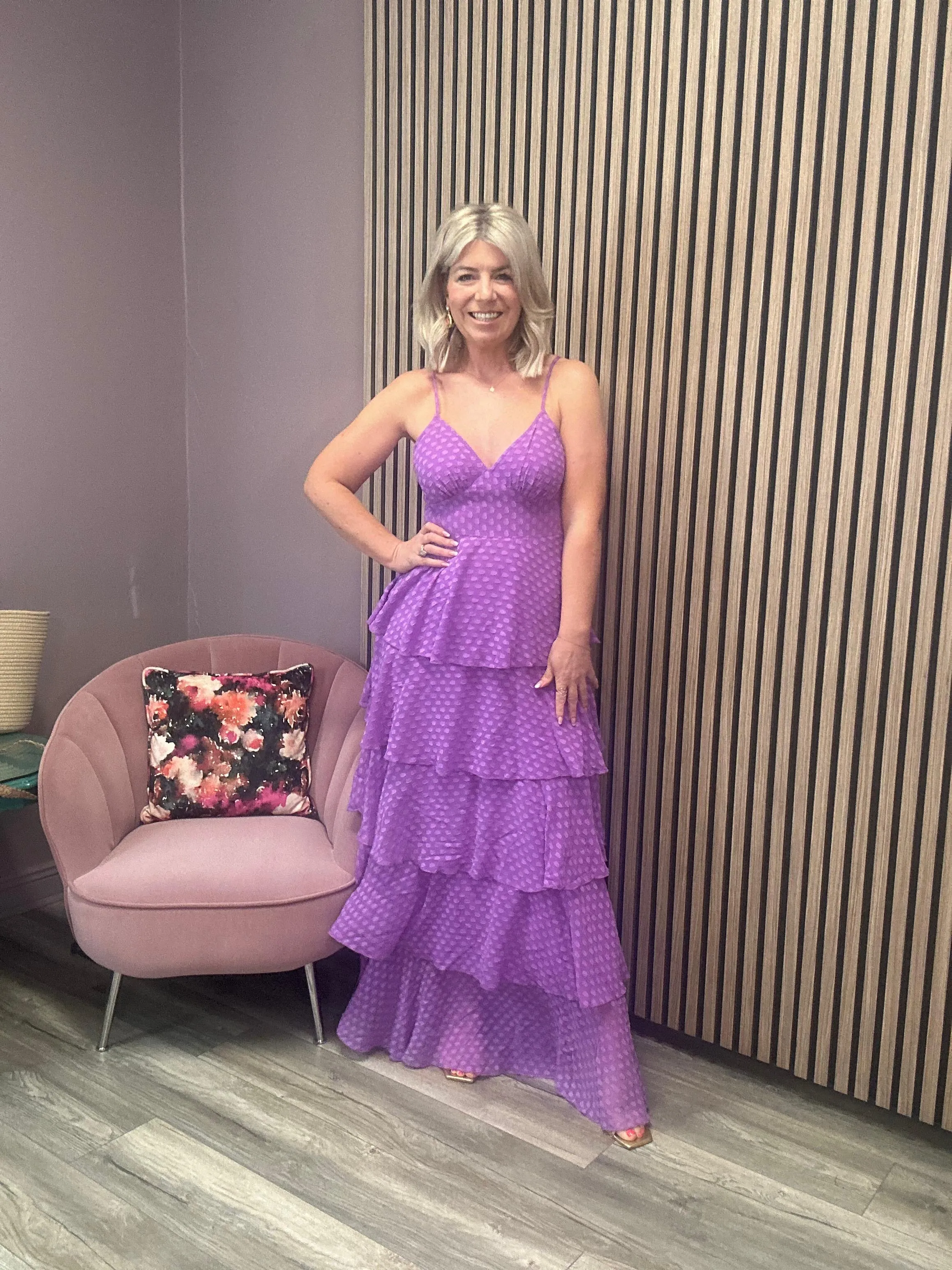 Vika Maxi Flounce Dress (Dewberry)