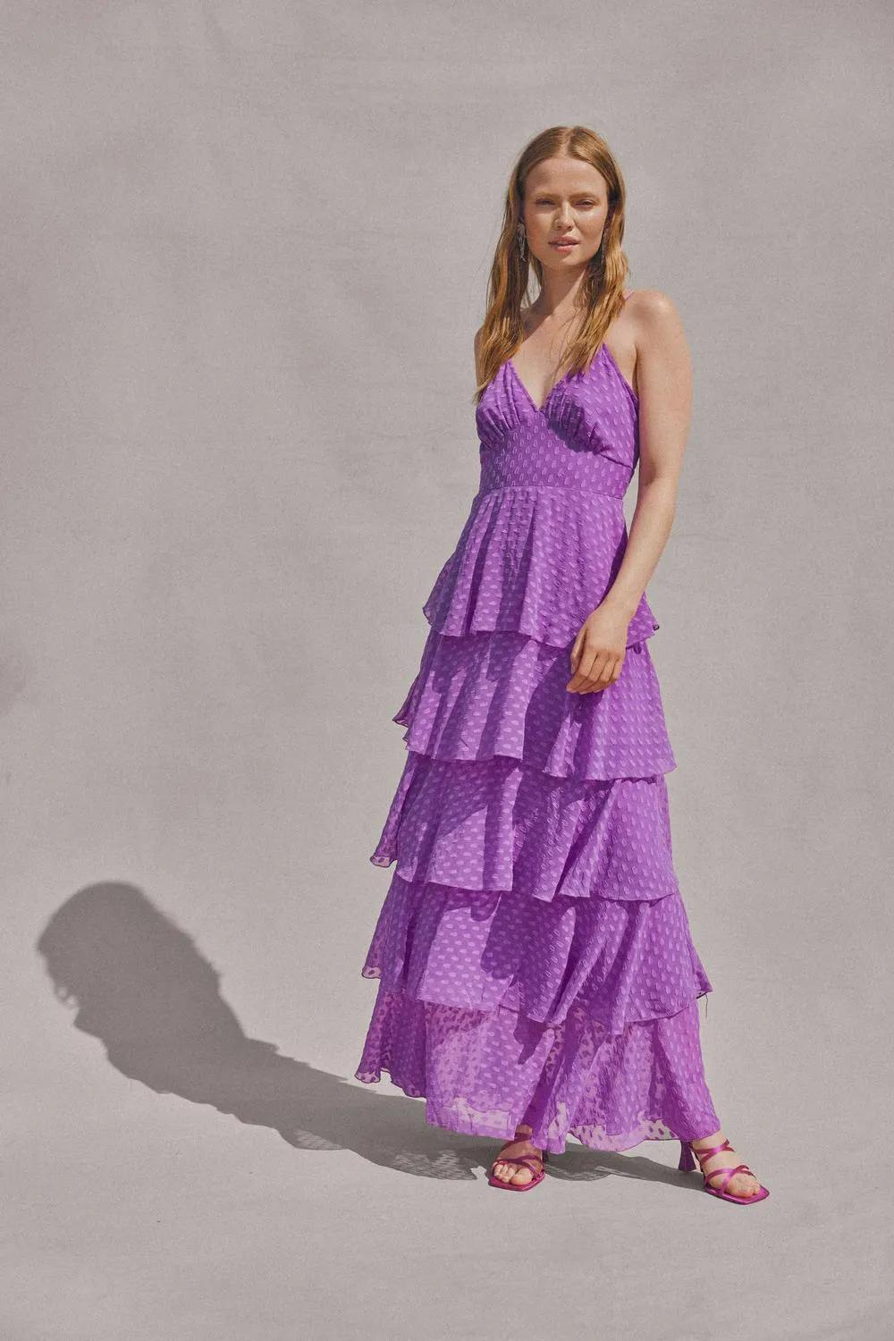 Vika Maxi Flounce Dress (Dewberry)