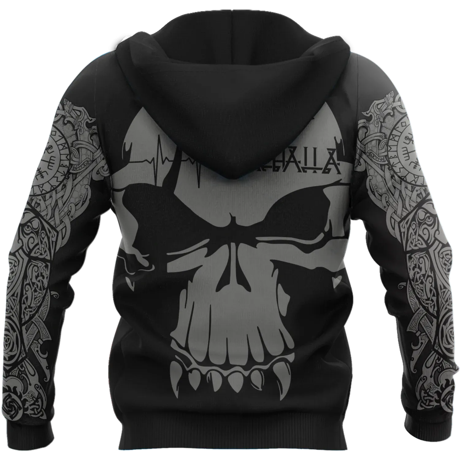 Viking Skull Unisex Hoodie, Black Skull Hoodies, Skull Hoodie To My Husband