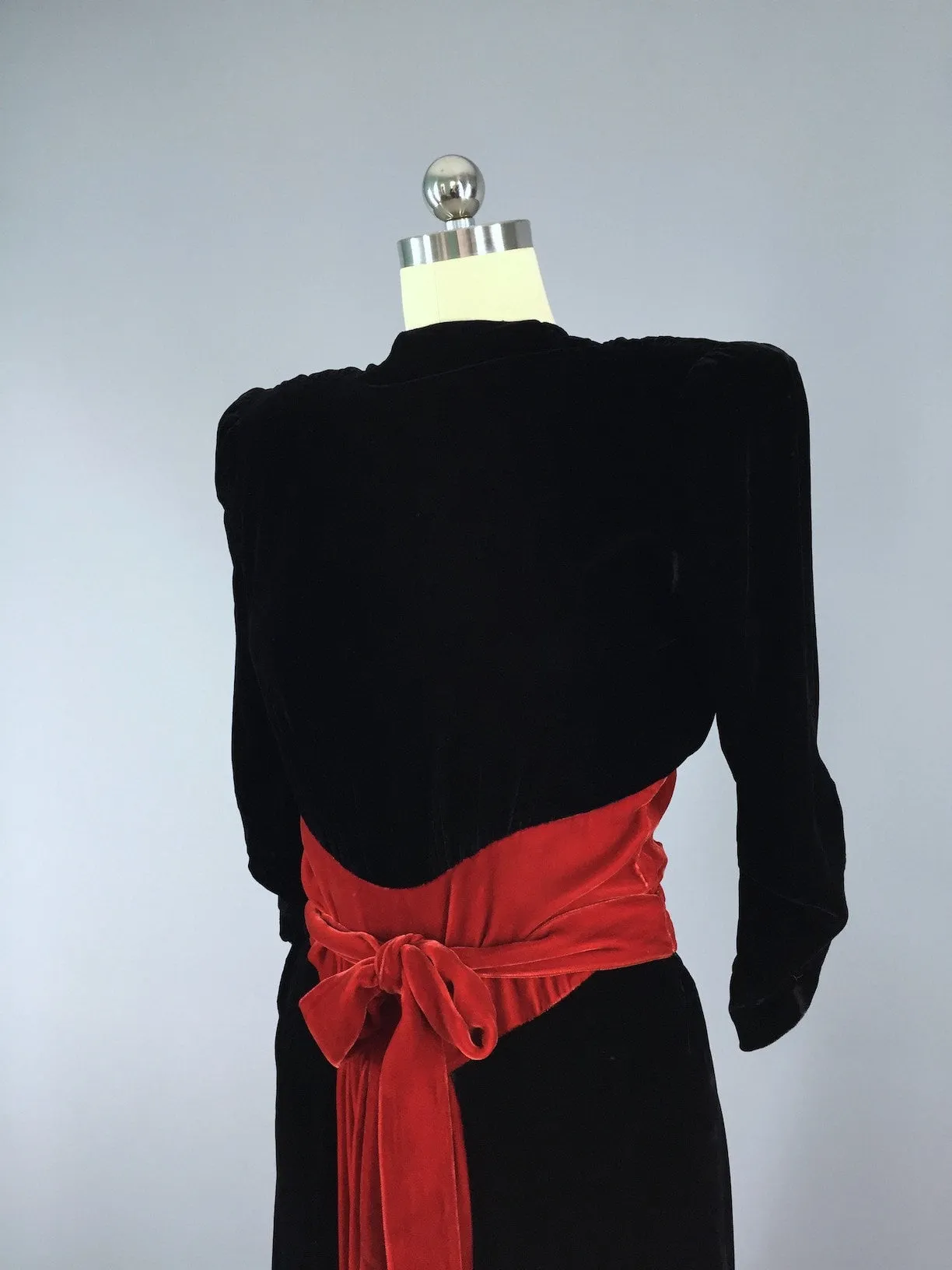 Vintage 1940s Black Velvet Maxi Dress / Theater Costume