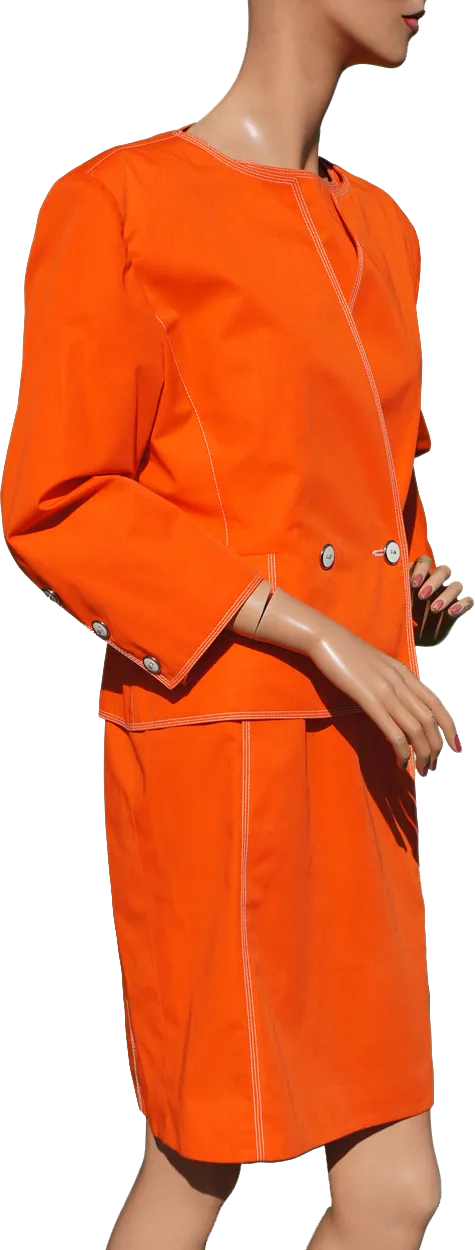Vintage 1980s Courreges Dress with Jacket - Orange - L