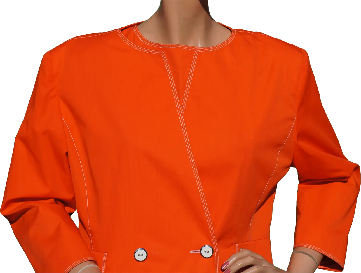 Vintage 1980s Courreges Dress with Jacket - Orange - L