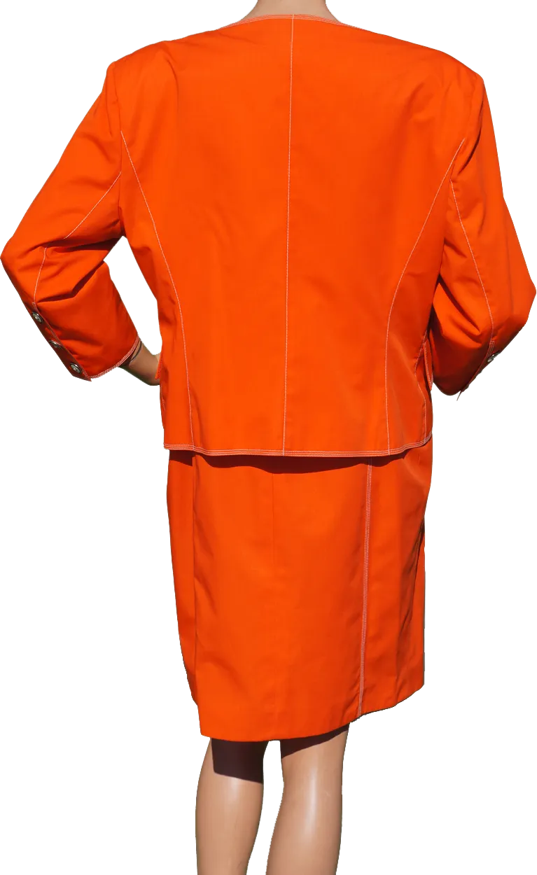 Vintage 1980s Courreges Dress with Jacket - Orange - L