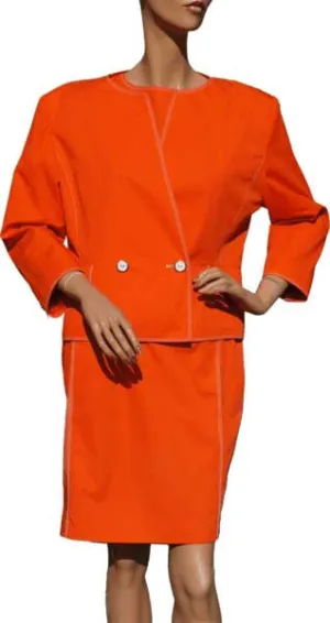 Vintage 1980s Courreges Dress with Jacket - Orange - L