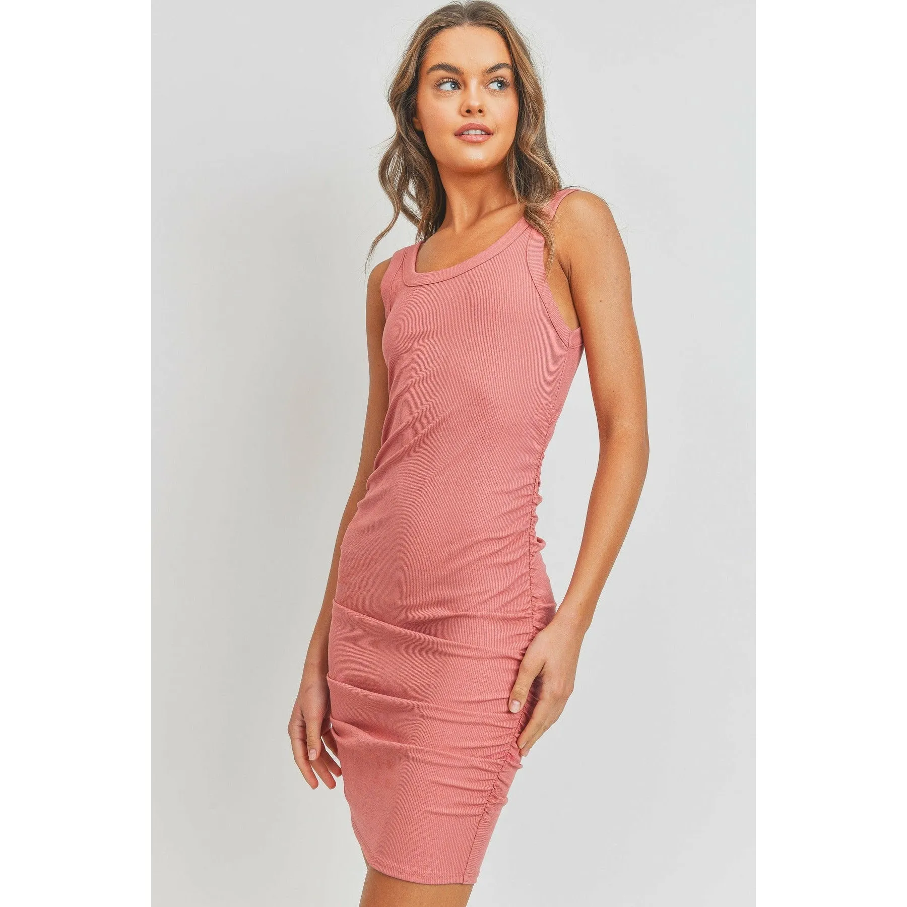 Whitney Ribbed Dress in Terracotta