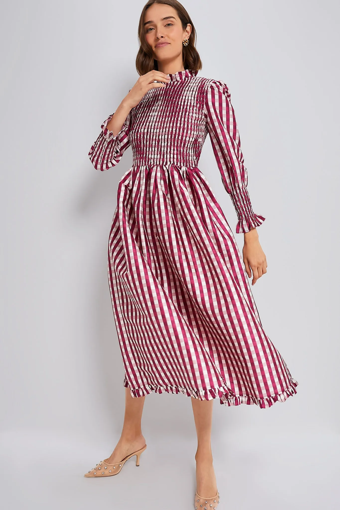 Wine Gingham Molly Dress