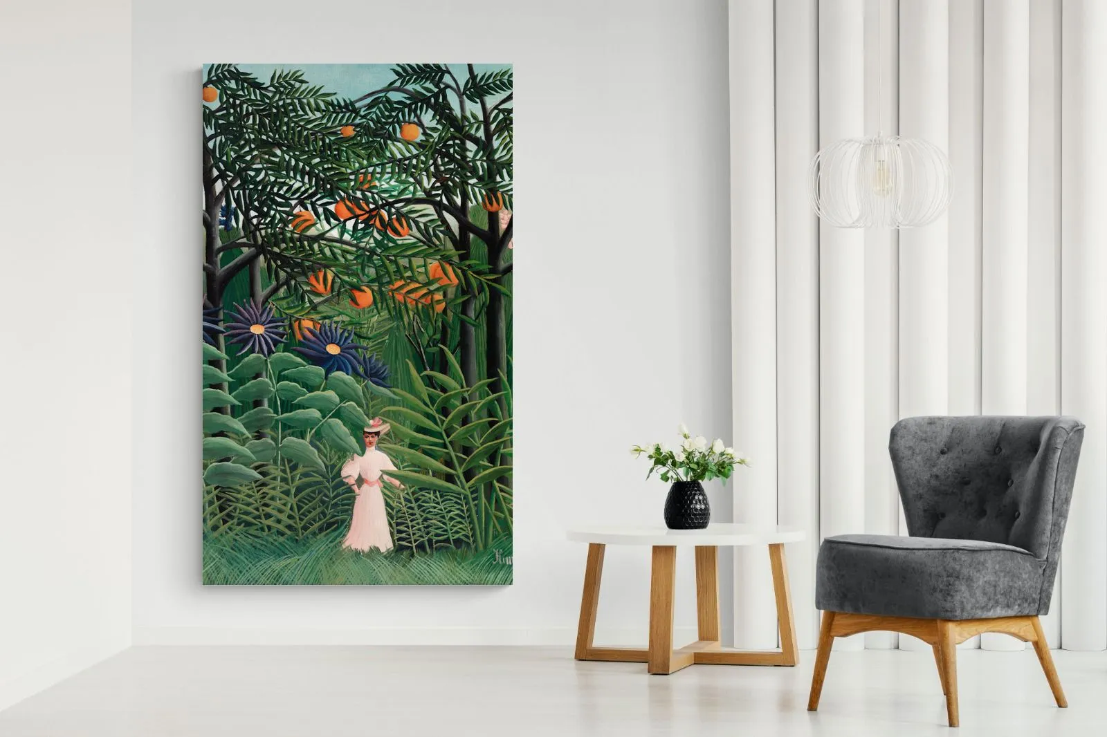 Woman Walking in an Exotic Forest