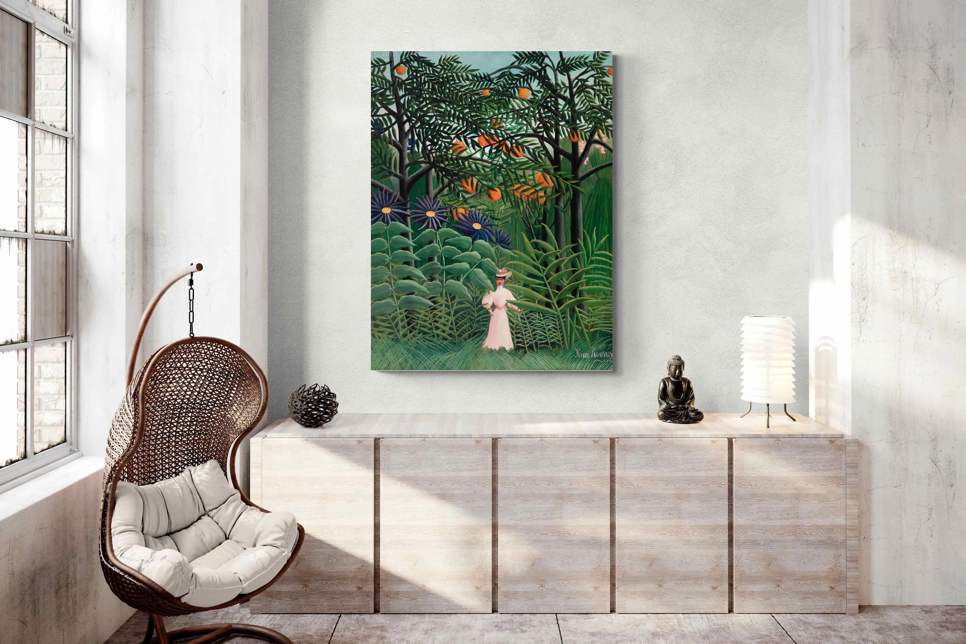 Woman Walking in an Exotic Forest