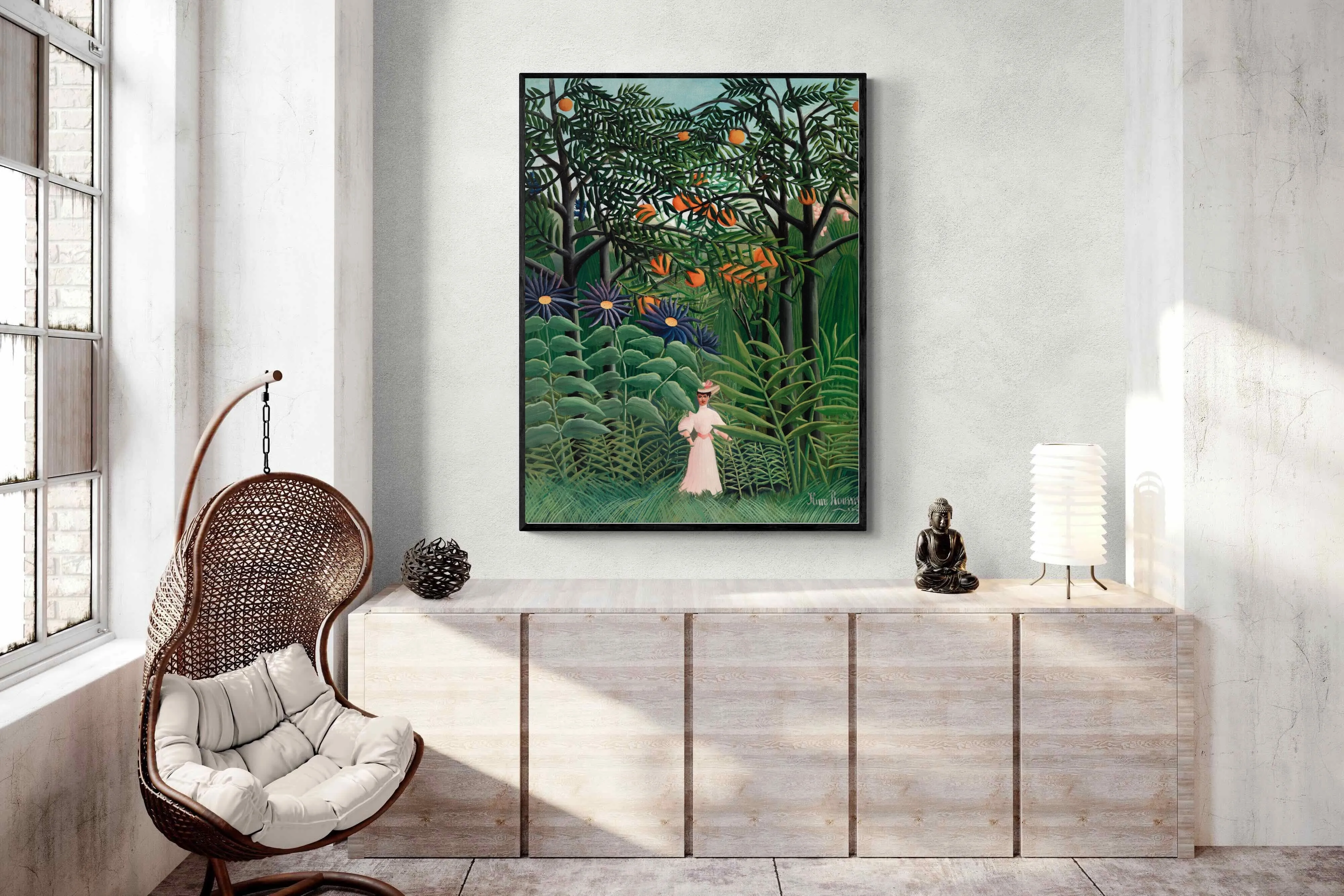 Woman Walking in an Exotic Forest