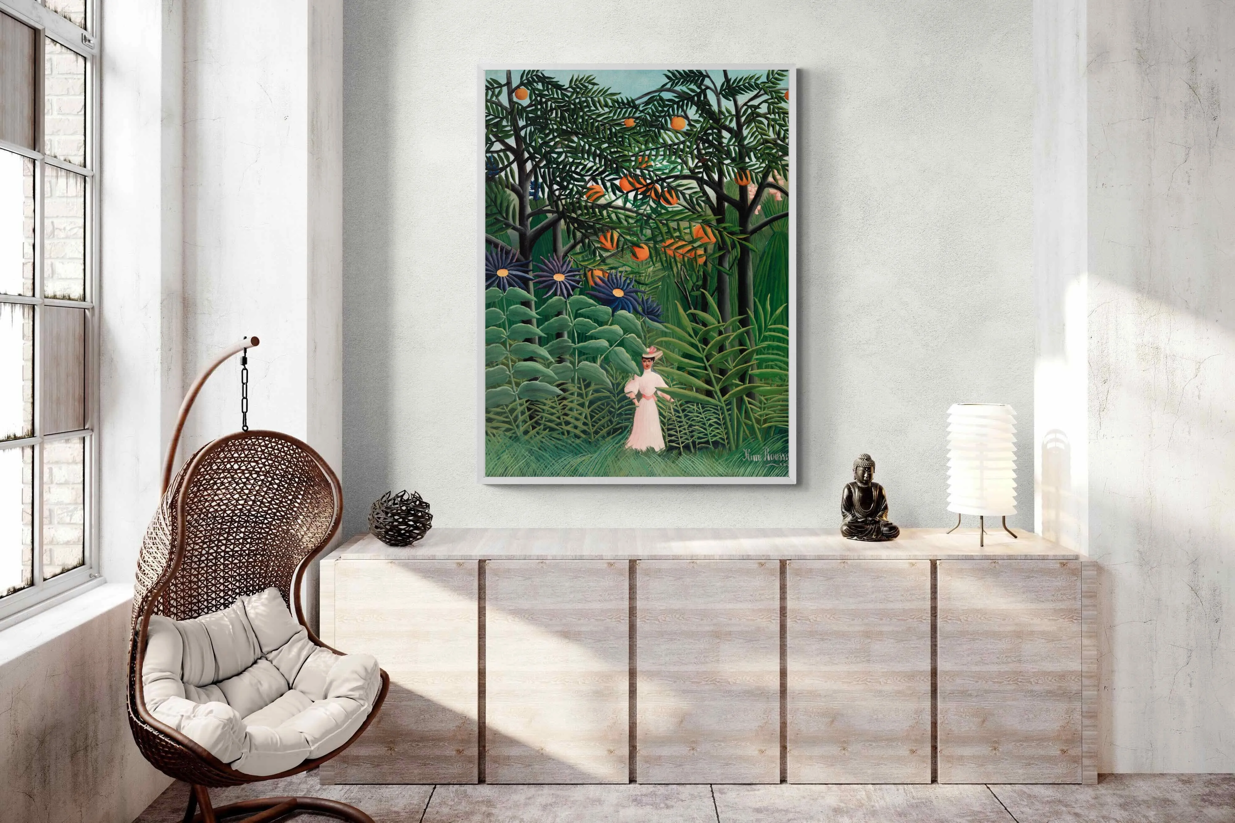 Woman Walking in an Exotic Forest