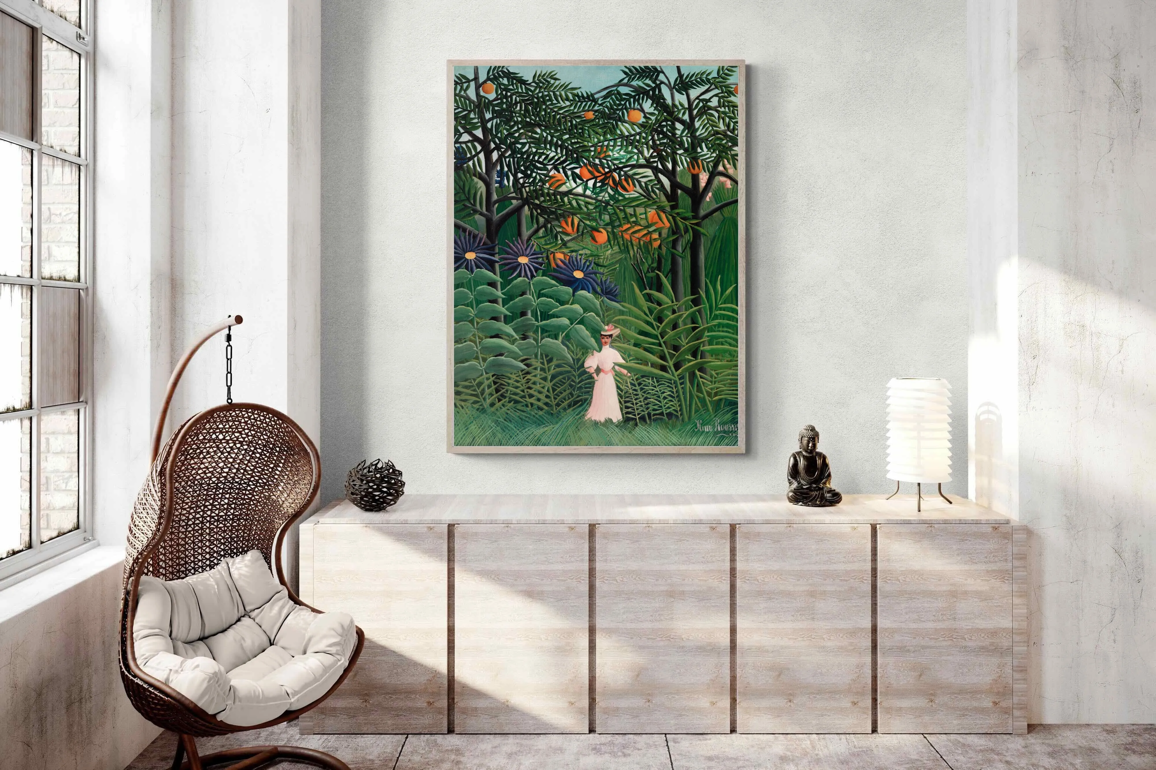 Woman Walking in an Exotic Forest