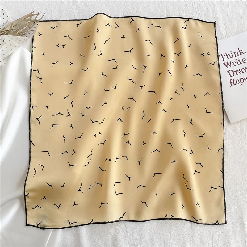 Women Small Satin Silk Scarf
