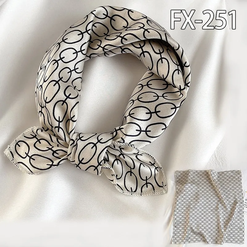 Women Small Satin Silk Scarf