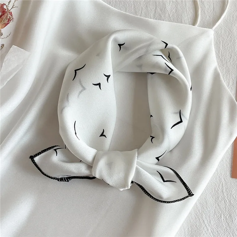 Women Small Satin Silk Scarf