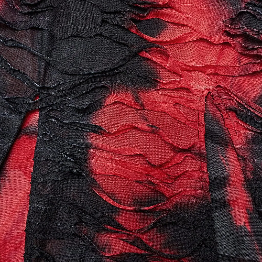 Women's Gothic Contrast Color Ripped Split Party Dress