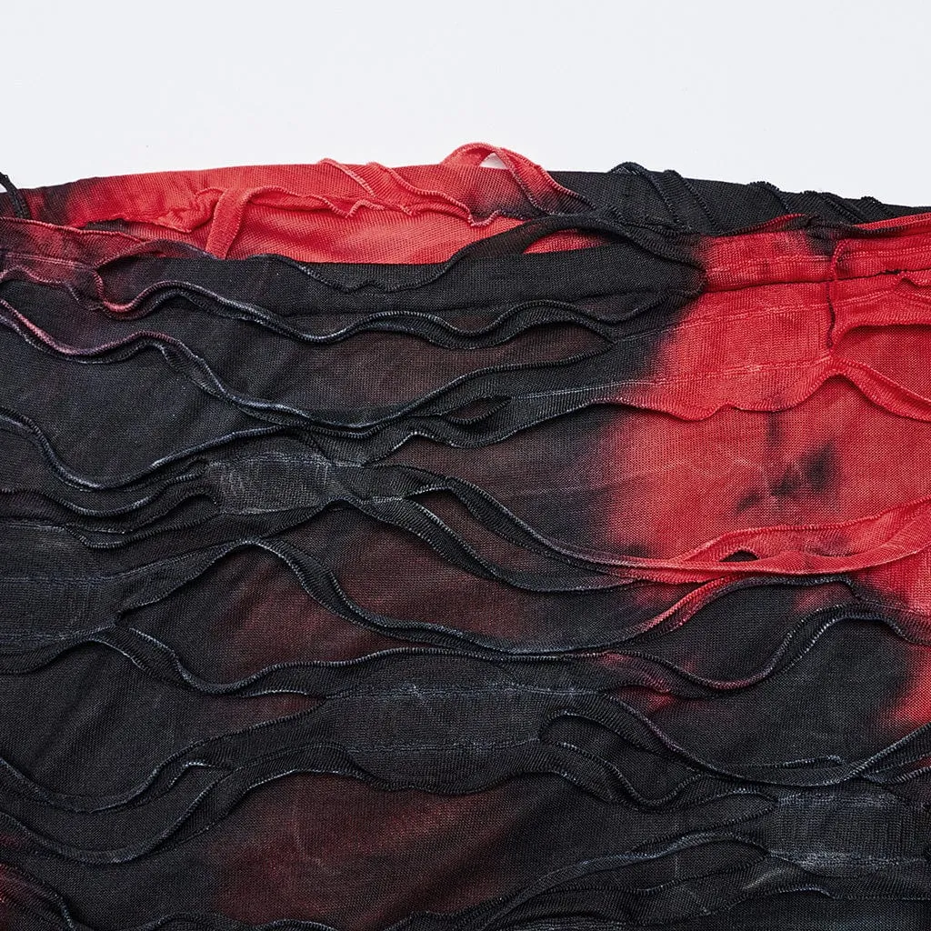 Women's Gothic Contrast Color Ripped Split Party Dress