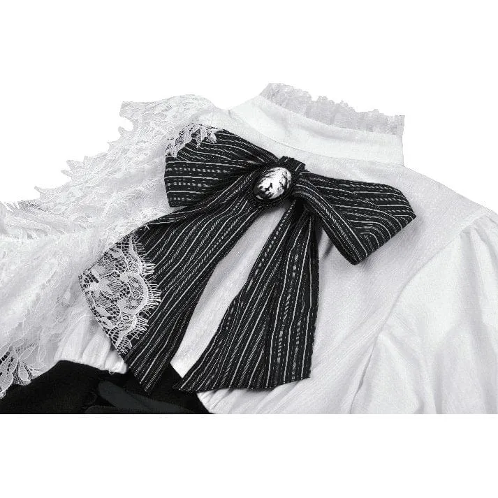 Women's Gothic Lolita Bowknot Short Dress Black White
