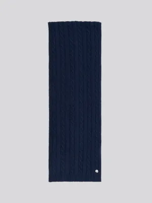Womens Hanging Signature Cable Knit Scarf in Navy Iris