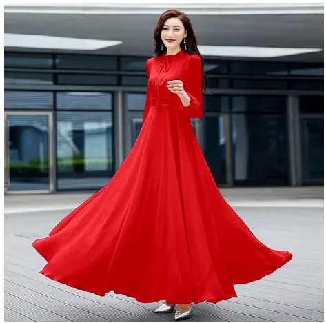 Women's Maxi Dress - Women's Vintage Spring/Autumn Maxi Dress