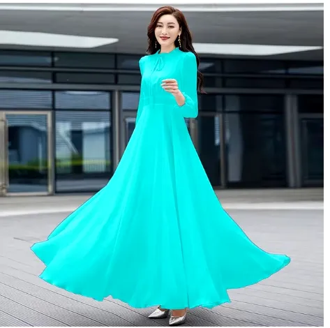 Women's Maxi Dress - Women's Vintage Spring/Autumn Maxi Dress