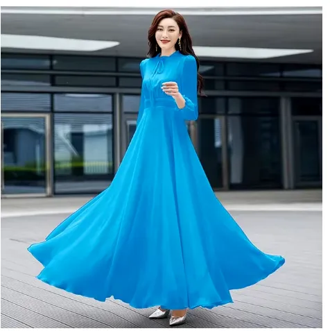 Women's Maxi Dress - Women's Vintage Spring/Autumn Maxi Dress
