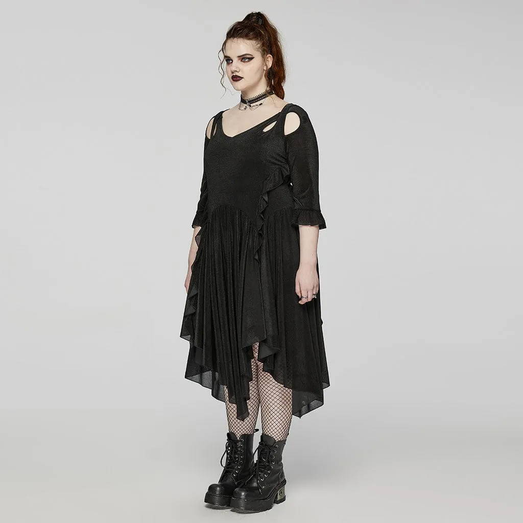 Women's Plus Size Gothic Irregular Cutout Party Dress