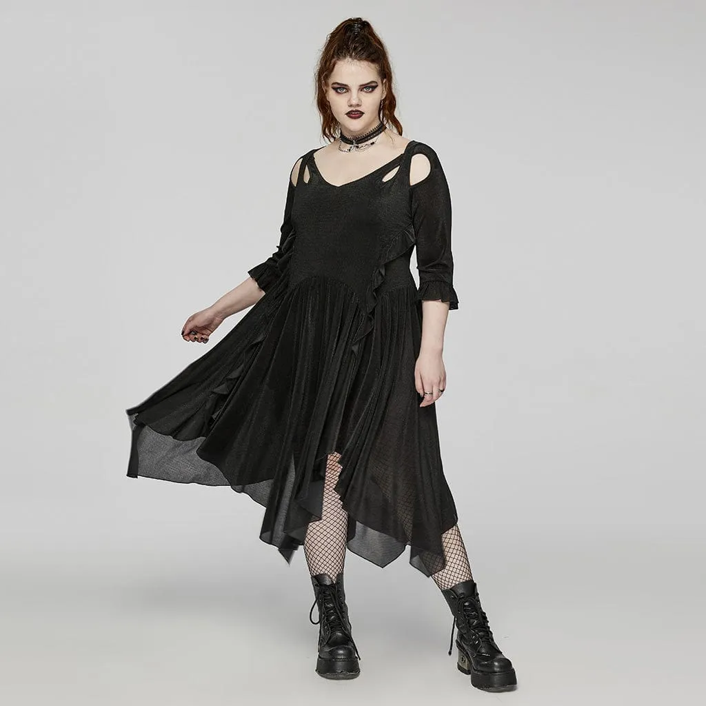 Women's Plus Size Gothic Irregular Cutout Party Dress