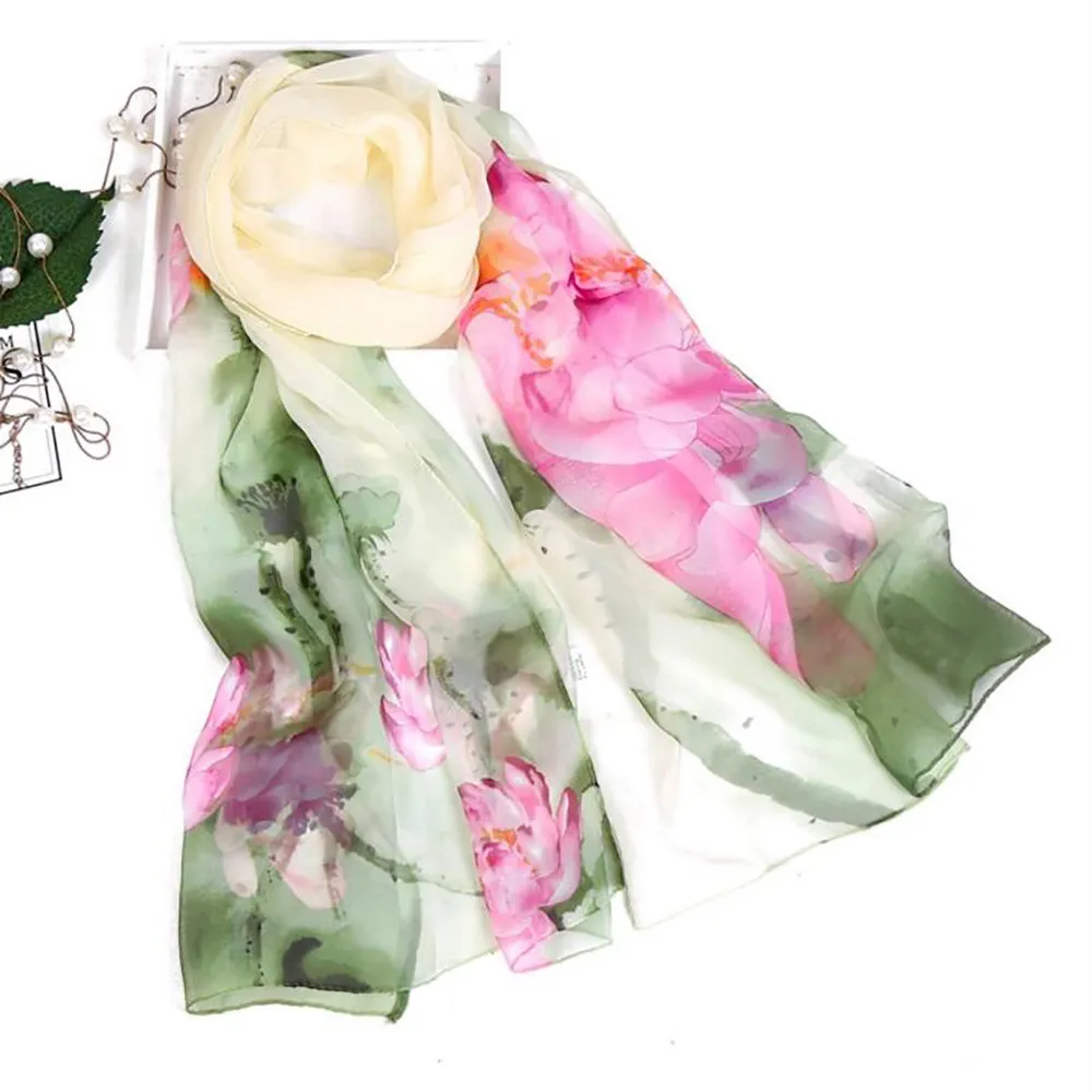 Women's Winter Chiffon Scarf With Print