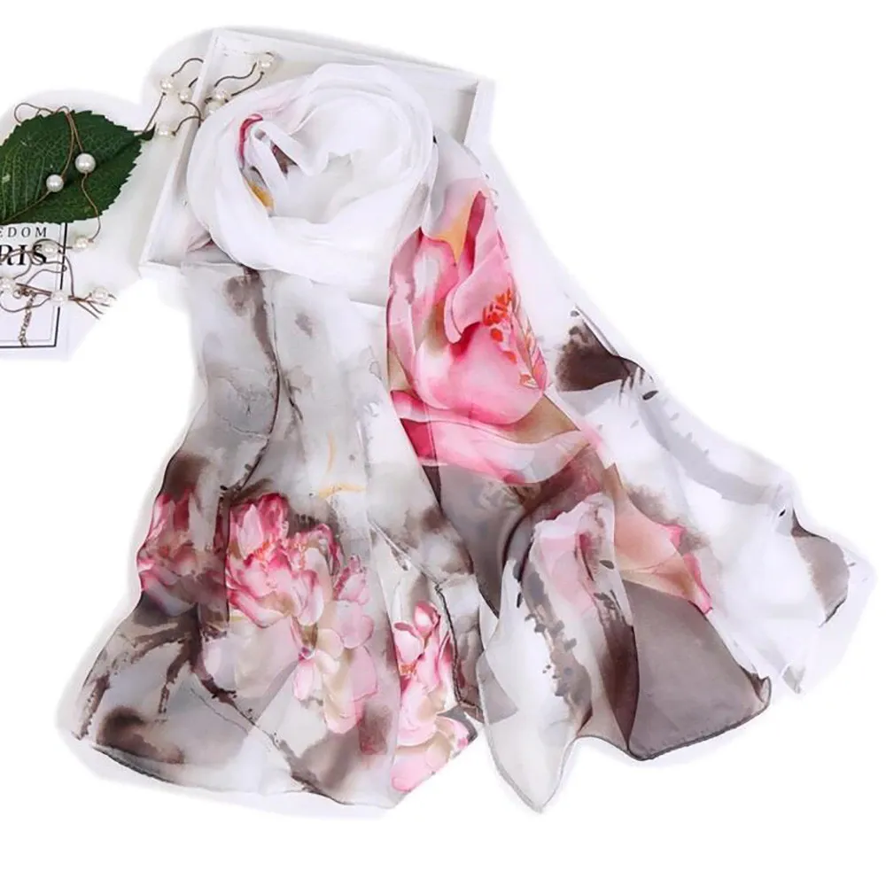 Women's Winter Chiffon Scarf With Print
