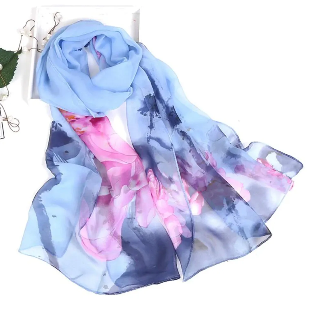Women's Winter Chiffon Scarf With Print