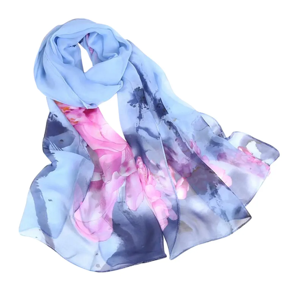 Women's Winter Chiffon Scarf With Print